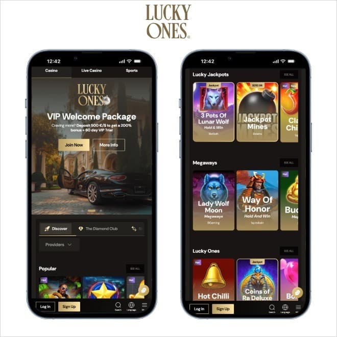 lucky ones screenshot on mobile on a white background